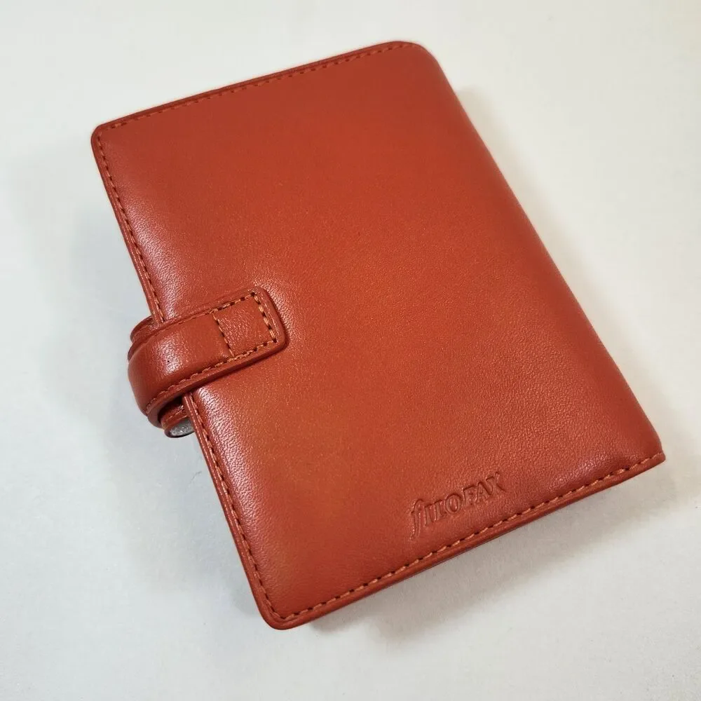 Filofax Mini Bloomsbury Organizer Deluxe Leather Orange Address Book Planner